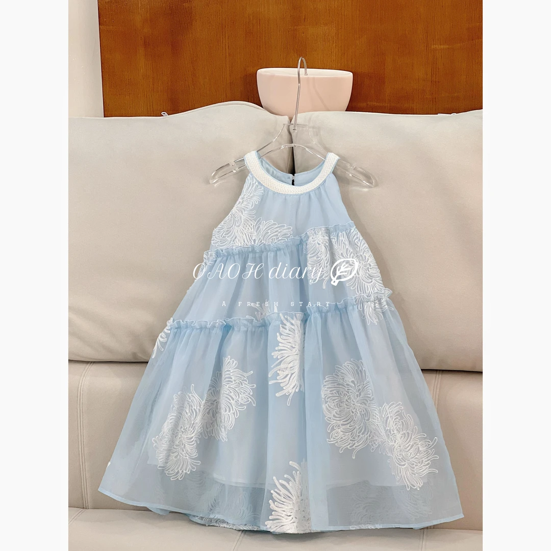 OAOH【庄生晓梦】2024女中大童夏季新款时尚甜美挂脖连衣裙Q1C5237