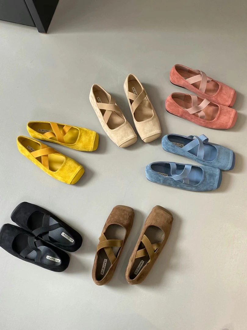 2024秋季新款法式方头玛丽珍浅口平底单鞋舒适软底芭蕾舞蹈鞋子女