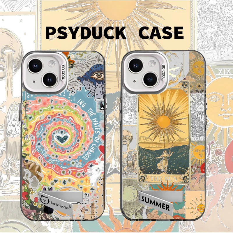 适用苹果15华为一加iQOO小米镂空壁画女神彩银白底动漫防摔手机壳