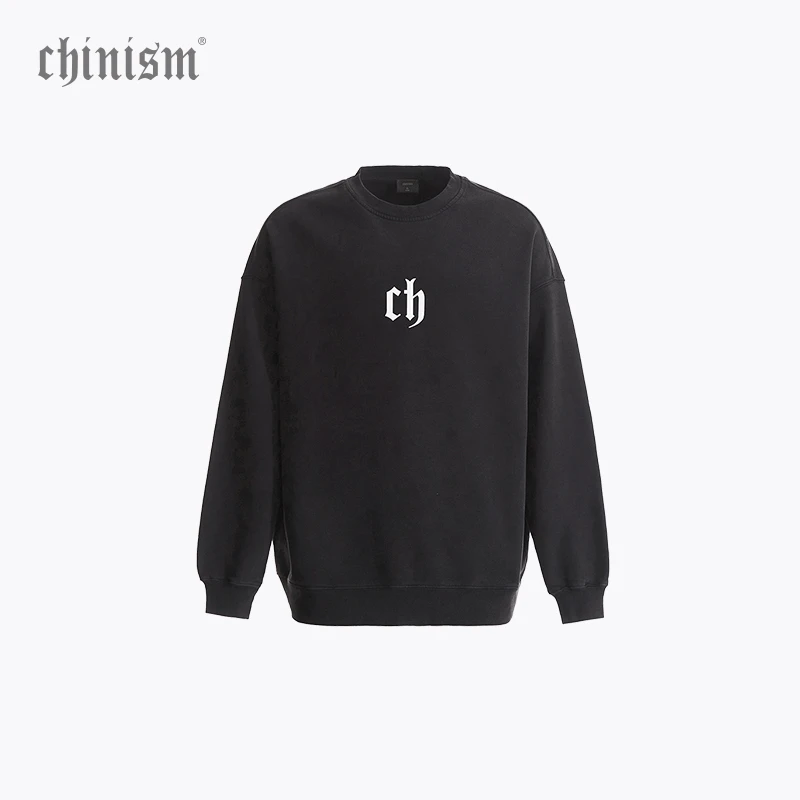 CHINISM赤尘 印花圆领卫衣男秋冬2024新款美式水洗套头上衣