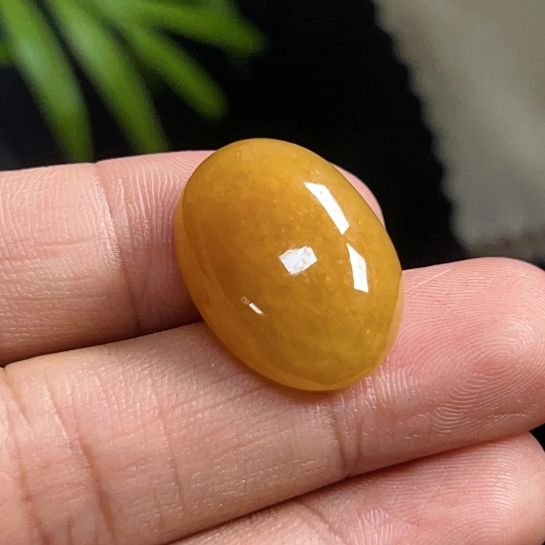 天然缅甸翡翠A货，细糯化起胶黄翡蛋面，卡20.8-15.7-8.1百搭老型