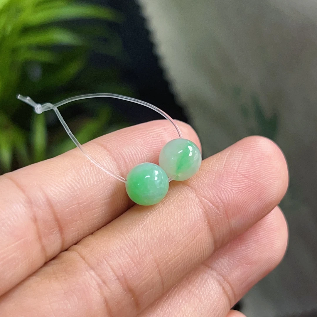 天然翡翠珠子 散珠 顶珠 圆珠 配珠 多宝 手串 珠链 吊坠 卡7.2
