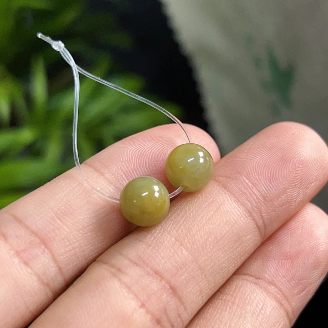 天然翡翠珠子 散珠 顶珠 圆珠 配珠 多宝 手串 珠链 吊坠 卡7.6