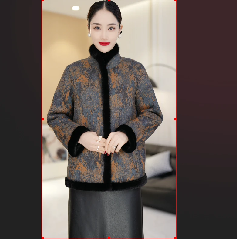 2024冬季新款 宽松 【琉璃星空】水貂毛领双面穿貂绒皮毛一体外套女