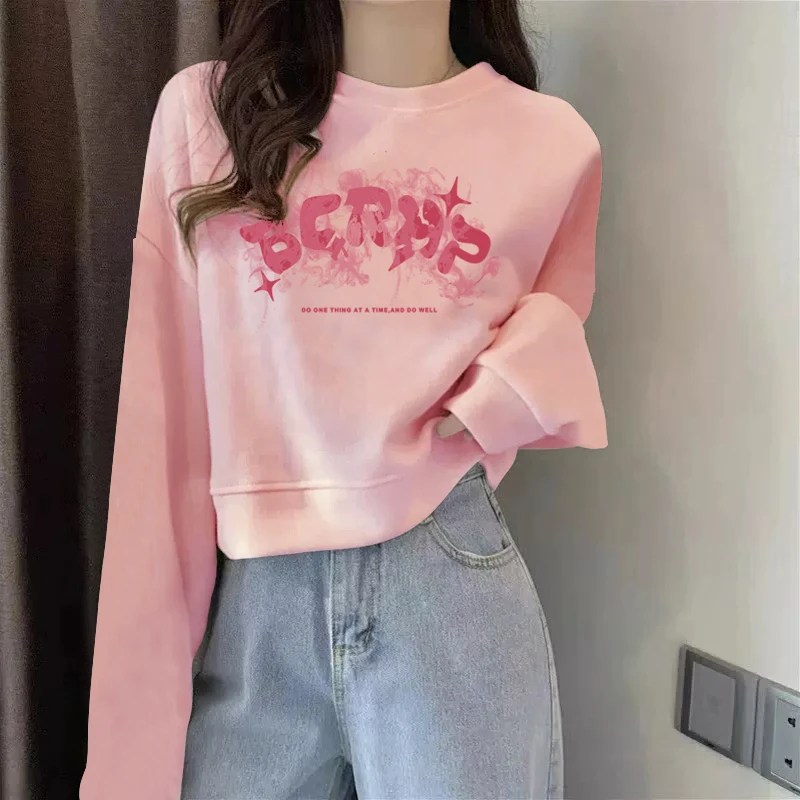 韩系百搭春季加绒长袖无帽卫衣女2025设计感减龄学院风薄款上衣潮