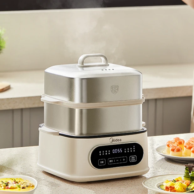 美的电蒸锅蒸煮一体多功能家用三层大容量304不锈钢智能预约保温