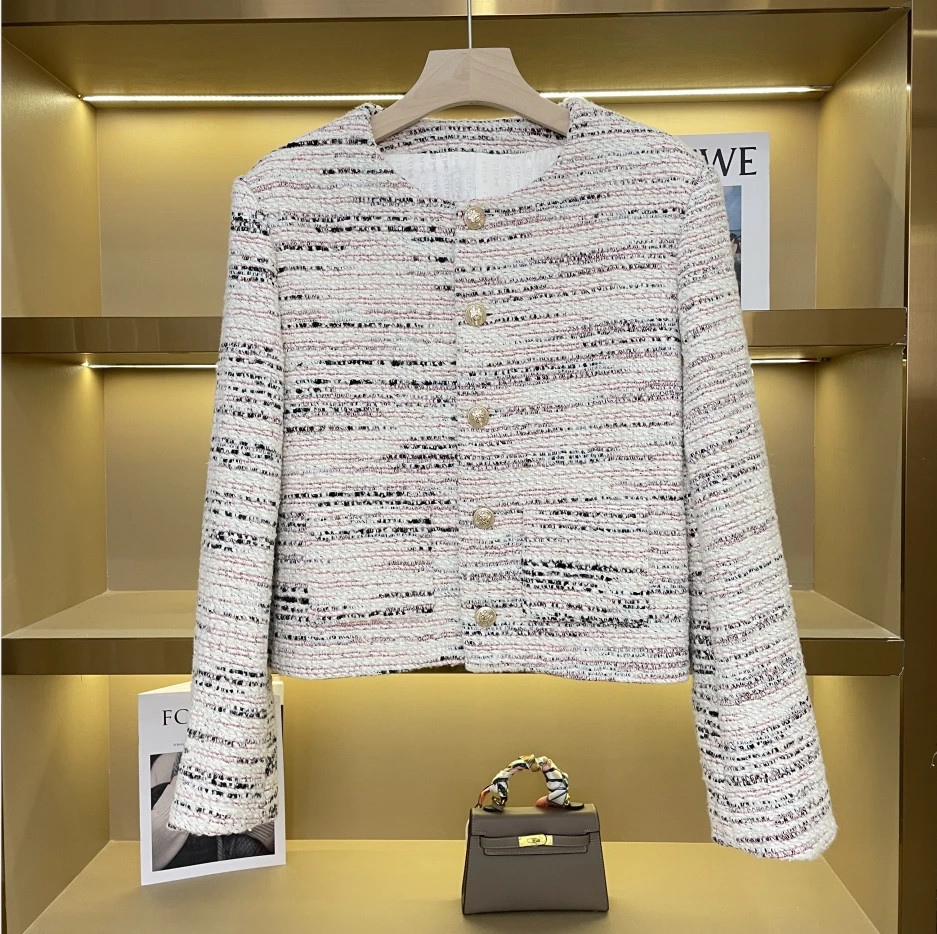 2025轻奢长袖设计师编织百搭秋冬法式小香风短外套女