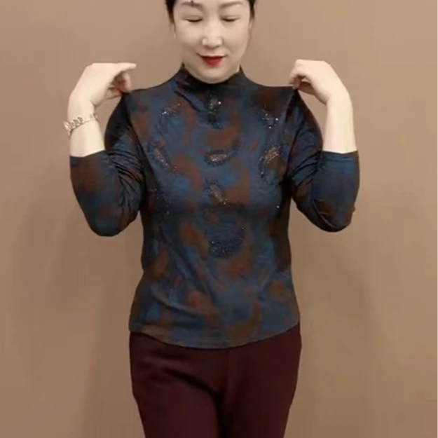 《专柜品质》秋季新款洋气时尚百搭修身网红半高领长袖上衣打底衫