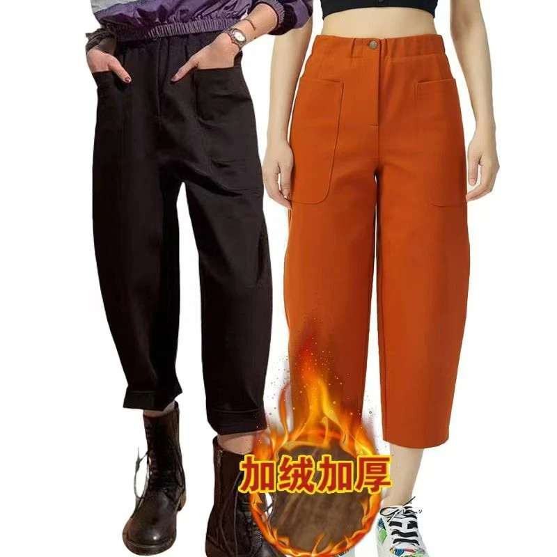 【商场同款】秋冬雪尼尔加绒加厚高腰时尚百搭休闲工装裤5100219