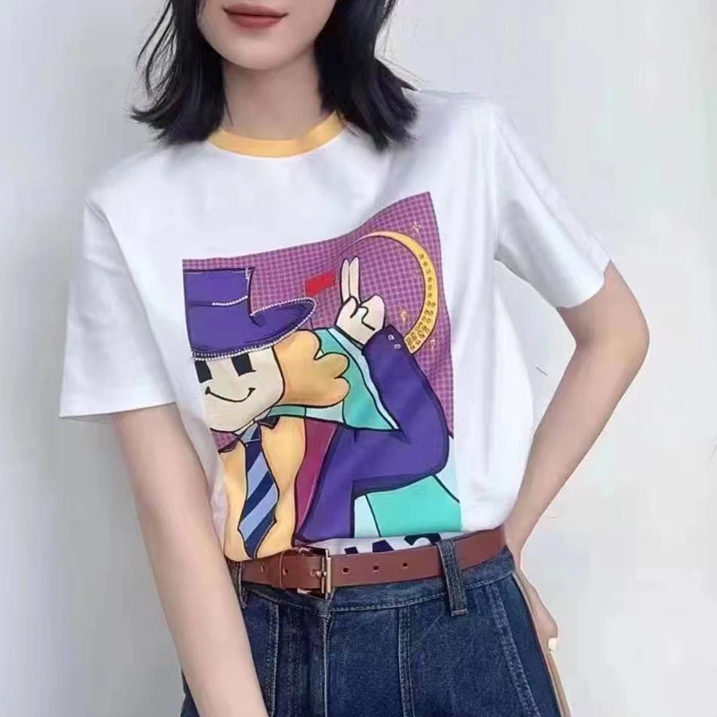 【商场同款】马戏团T恤夏季时尚百搭印花圆领宽松短袖女上衣1300356