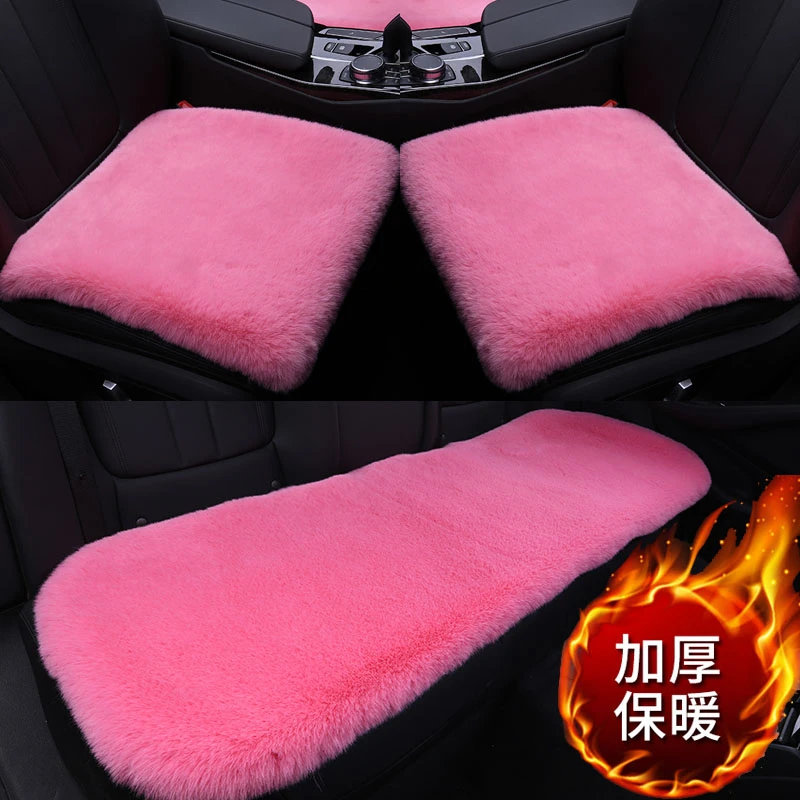 汽车坐垫冬季短毛绒三件套座椅垫单个短绒车垫冬天保暖防滑座垫女