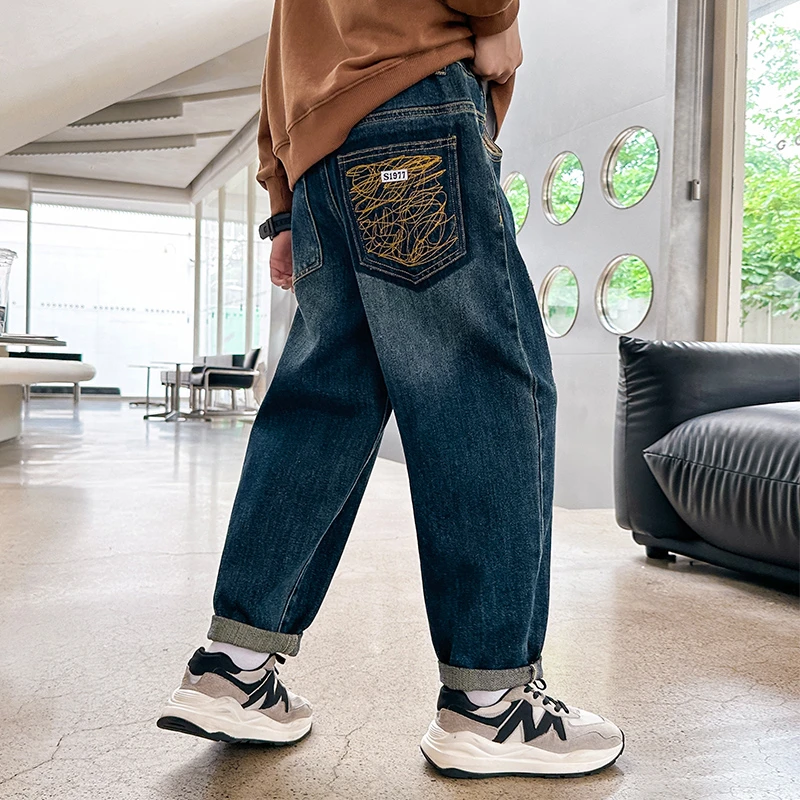 2023男大童秋装牛仔裤新款儿童裤子春秋款男孩秋季炸街长裤潮秋冬