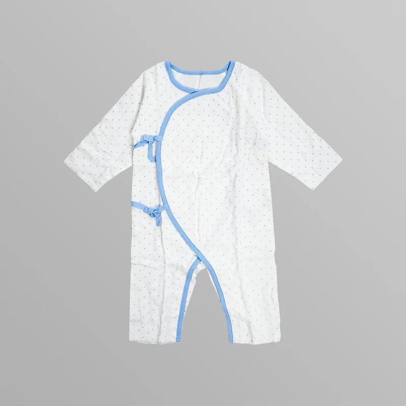 A110婴儿纱布无捻纱系带连体服