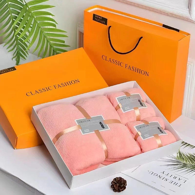 馨织图-高密珊瑚绒礼盒三件套（2毛巾+1浴巾）套装 AR