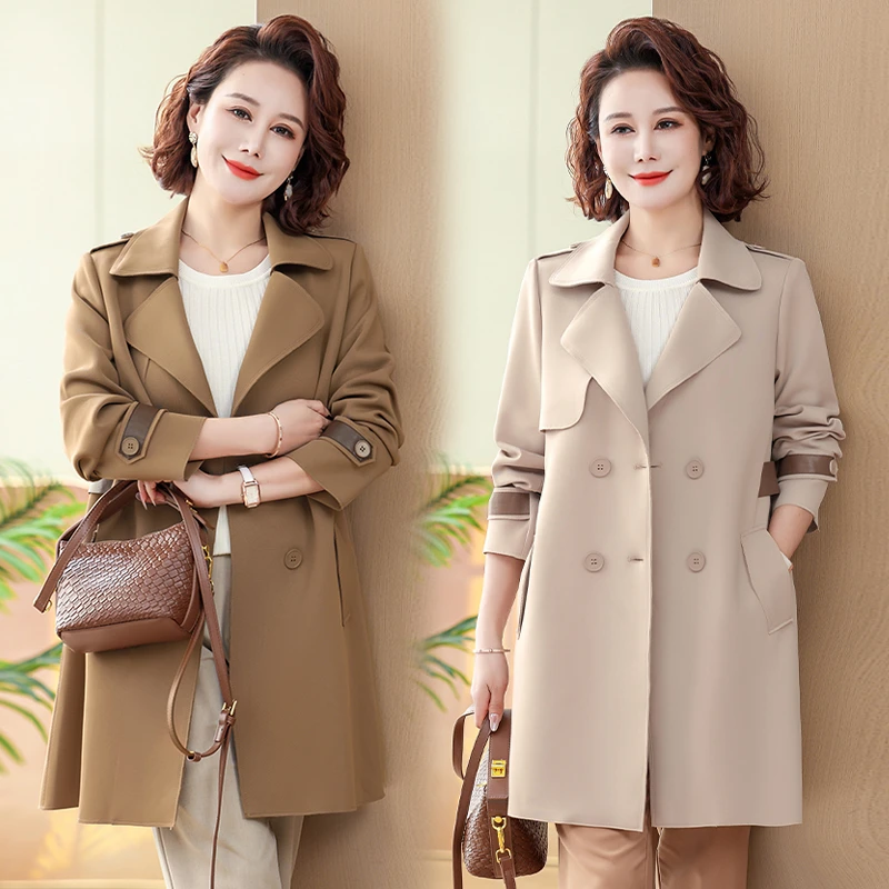 春秋季新款妈妈女士中长款气质风衣时尚显瘦英伦风衣外套高端大气