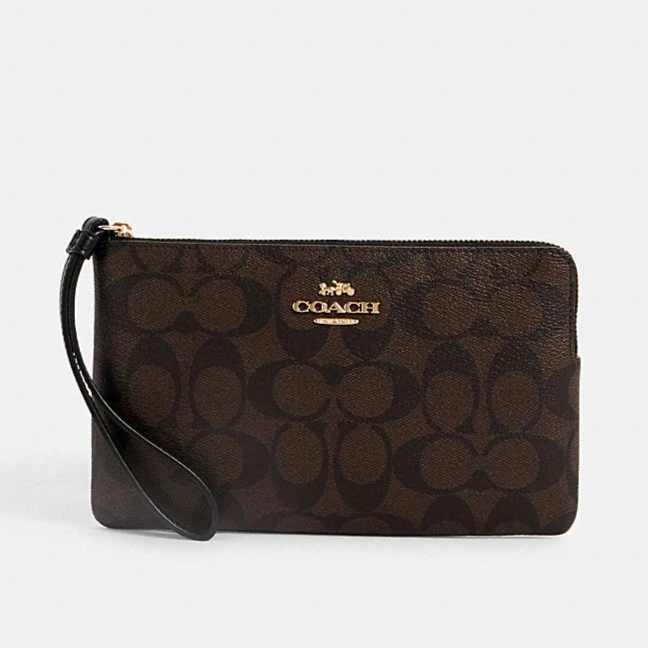 COACH/蔻驰 深老花色大号角拉链手拿包【清仓】83921（19.5x12x1.5）
