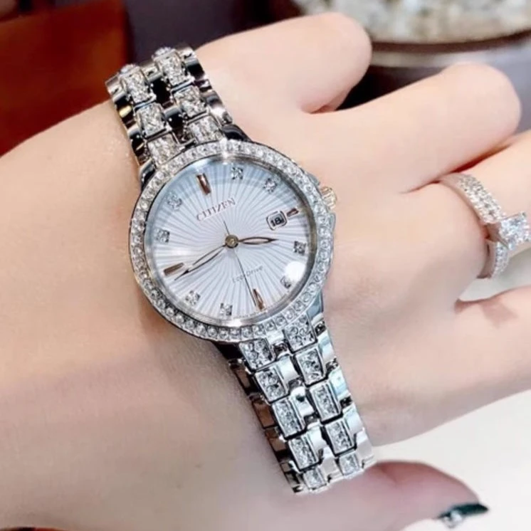 Citizen/西铁城 【清仓】水晶镶钻光动能女款腕表EW2340-58A 28mm