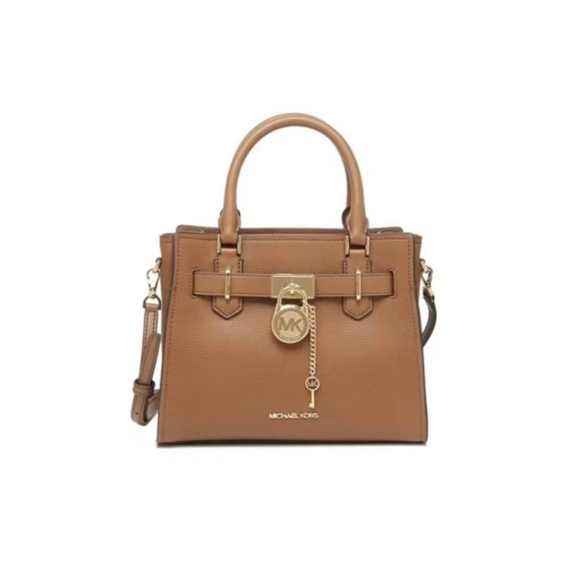 MICHAEL KORS 微瑕女士小号焦糖色单肩手提锁头包84548（25x20x10）