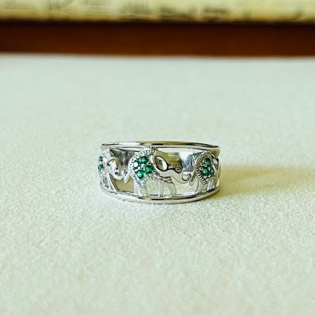 素衣华饰 925银锆石戒指 【普贤 六牙白象】定制款 独家设计戒指