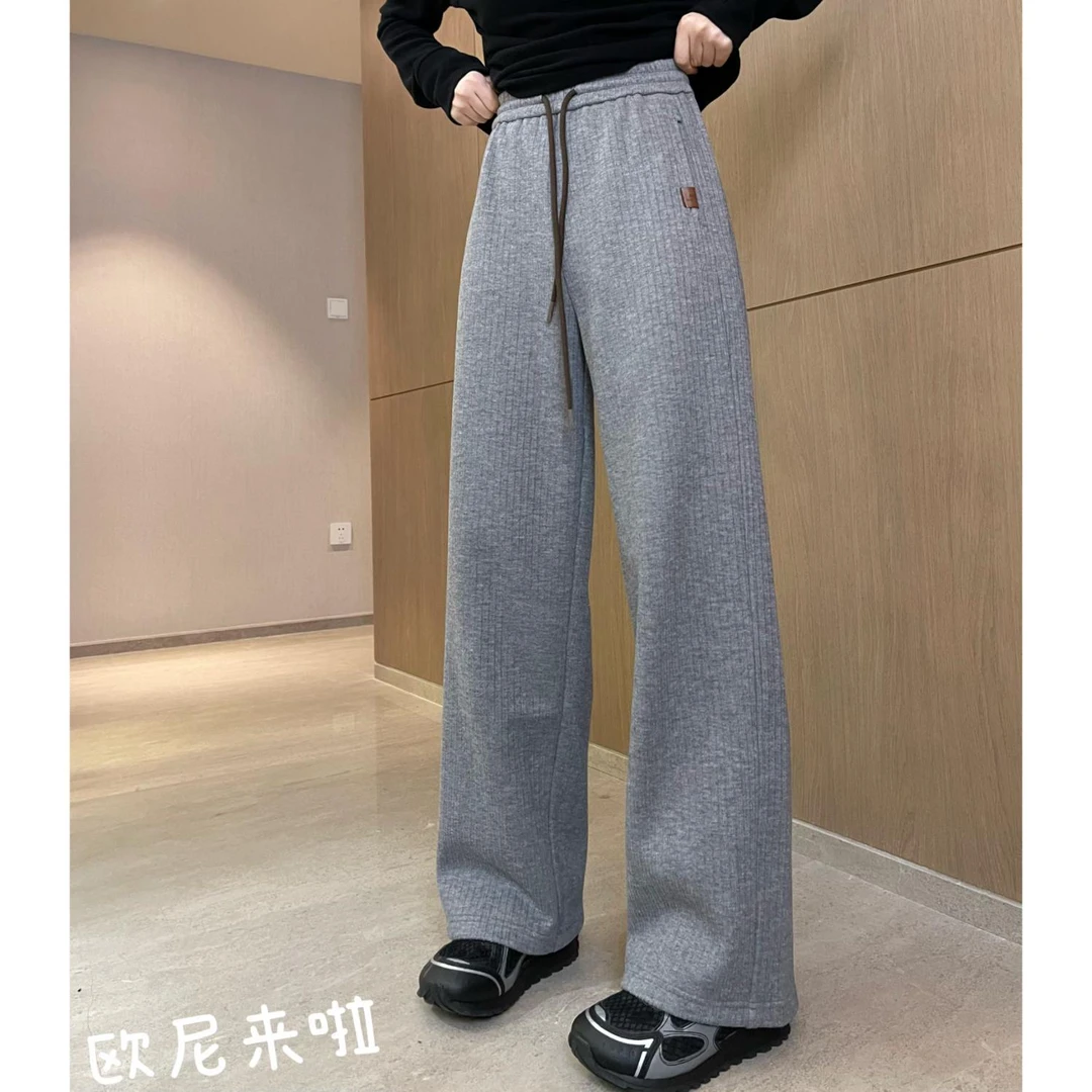 YouYou【通勤休闲裤】秋冬竖纹理阔腿裤 /标记厚款休闲裤KZ5115N