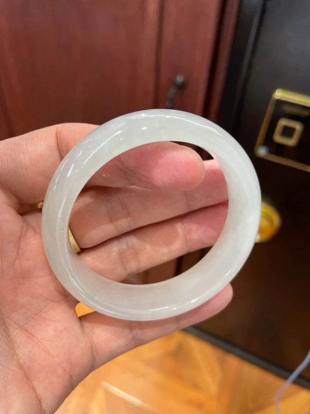 缅甸翡翠a货正圈白月光54mm翡翠手镯
