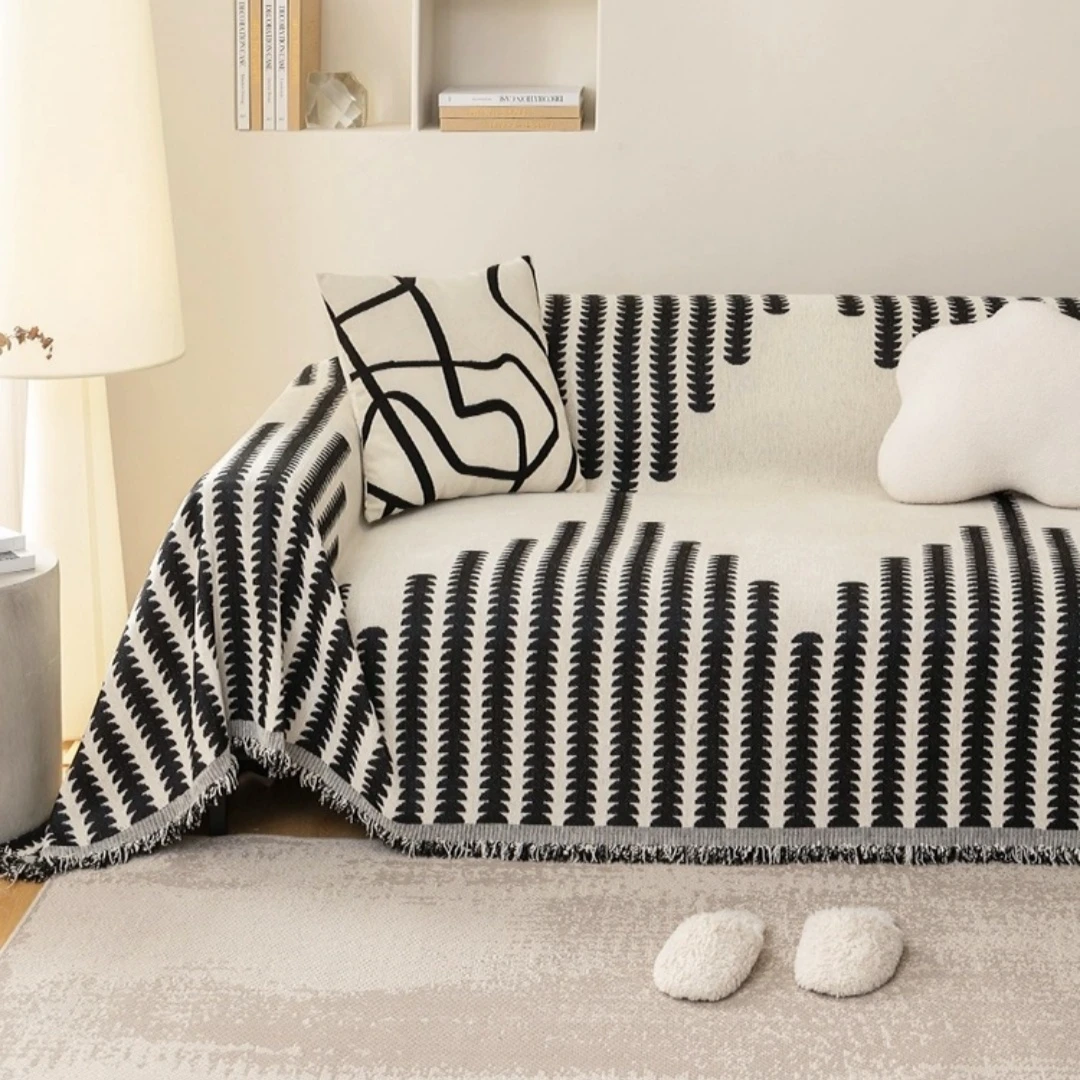 麦穗防滑防尘现代简约沙发巾全盖新款防滑颗粒