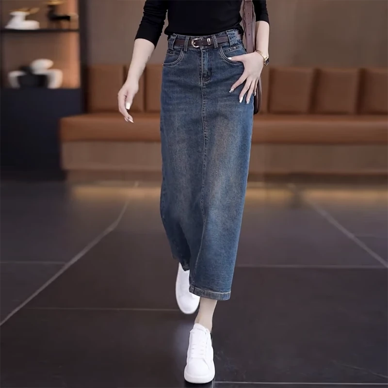 牛仔半身裙子女高腰春秋夏女款2025新款显瘦中长款半身裙时尚半裙
