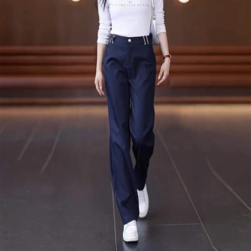 裤子女2024时尚春秋2025新款窄版直筒裤宽松显瘦垂感休闲裤百搭