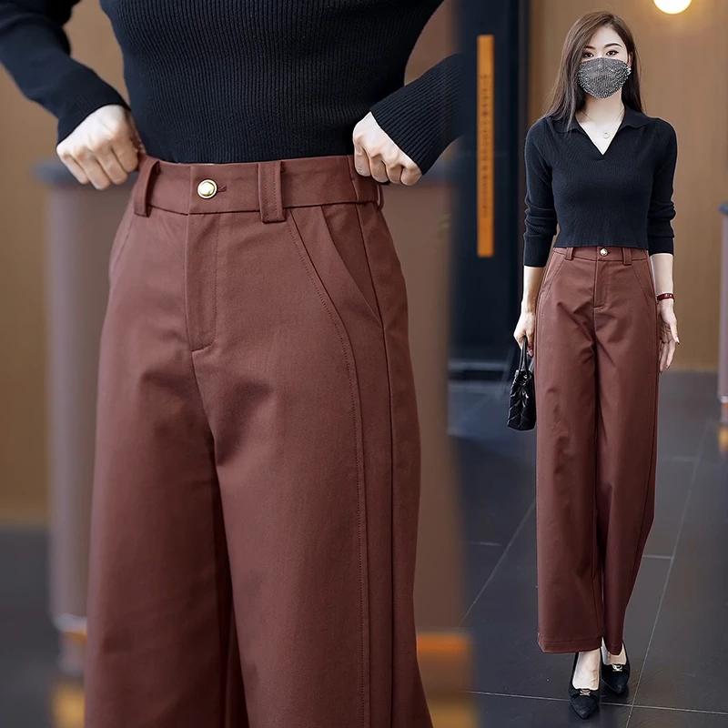 天丝棉直筒西装裤女裤夏季新款宽松高腰显瘦休闲小个子女款阔腿裤