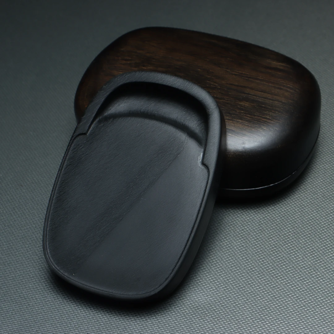 歙砚古罗纹坑罗纹小楷精致便携式腰圆门字砚9.5*6.5*1.5cm