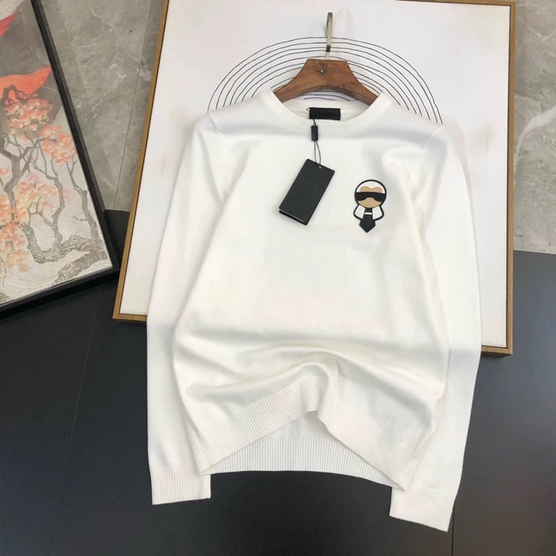 潮牌秋冬2023轻奢时尚小怪兽打底针织衫佛爷皮章圆领毛衣长袖男潮