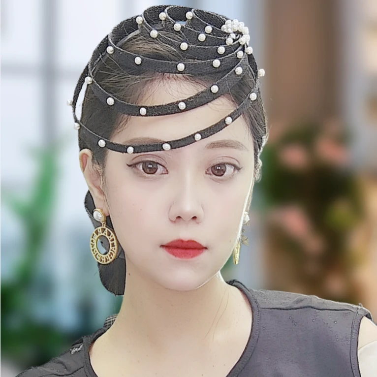 {织梦}原创重工设计菲律宾麻纱奢华珍珠发箍配饰