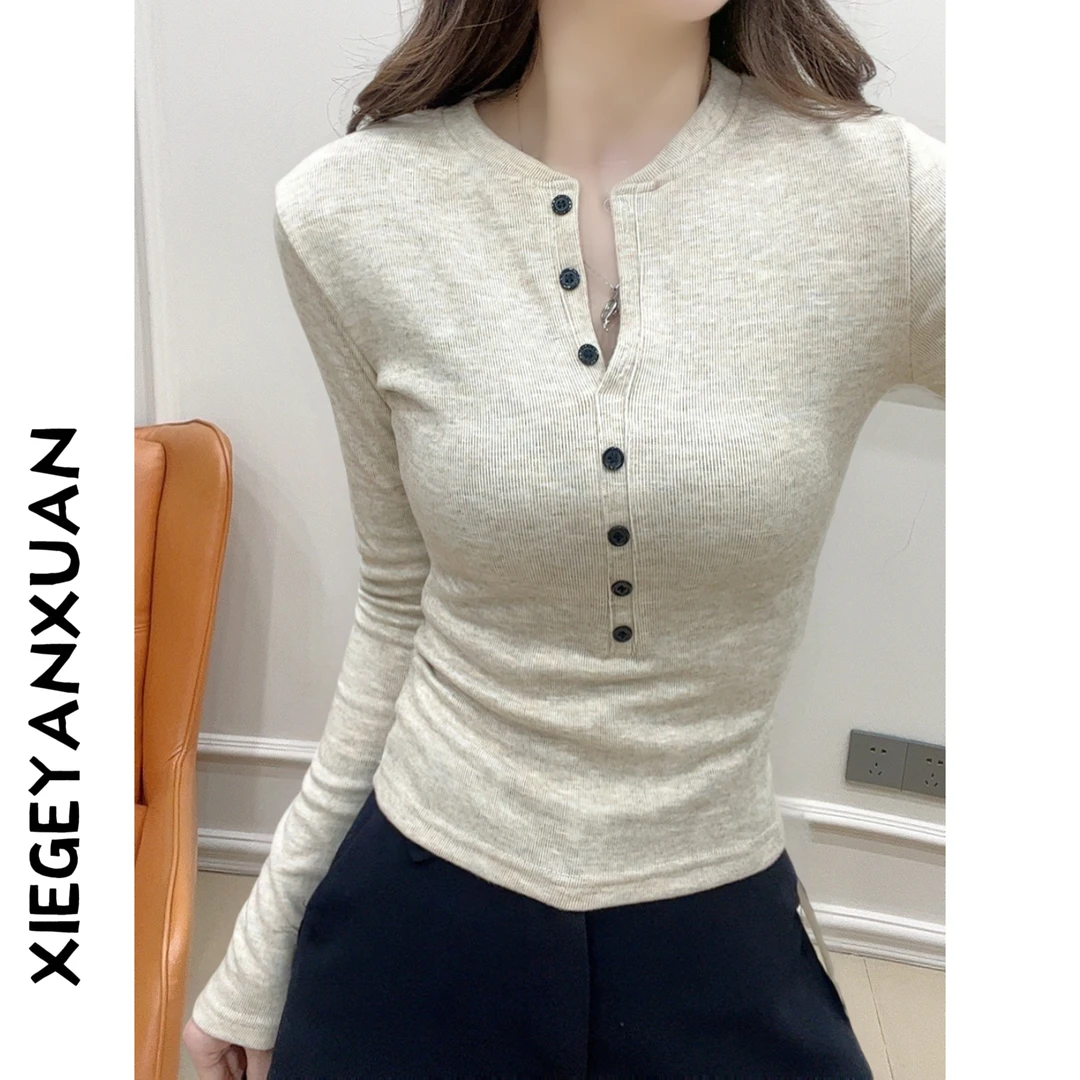 秋冬加厚磨毛内搭打底衫女辣妹心机半开领长袖T恤ins修身纯欲上衣