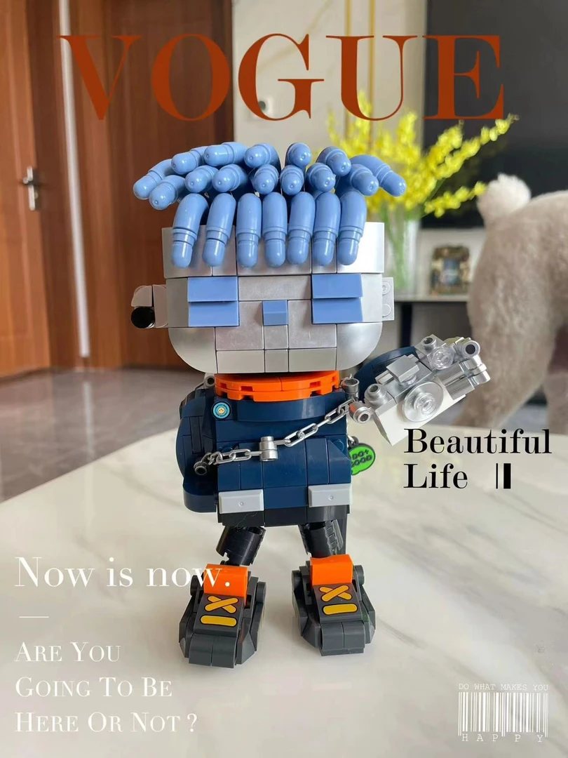 顽界限积木街头嘻哈甘仔成年高难度益智拼装玩具潮玩模型摆件礼物