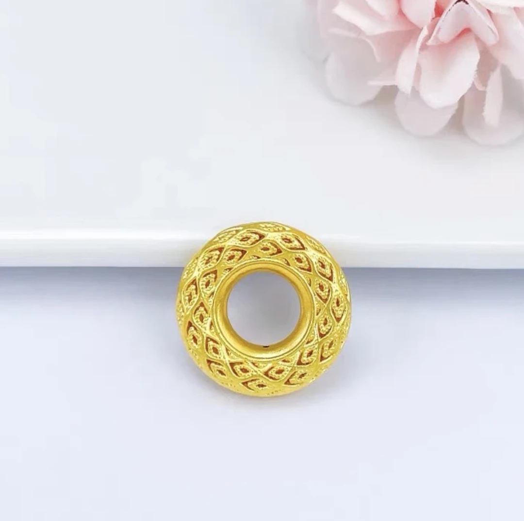 周大生足金凤羽平安扣吊坠镂空可定制多样性编绳串珠腕美百搭情侣