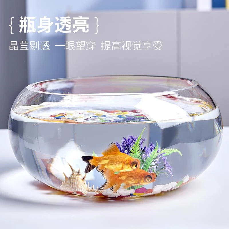 鱼缸透明玻璃办公桌创意水培圆形圆球圆型小型乌龟迷你桌面小鱼缸