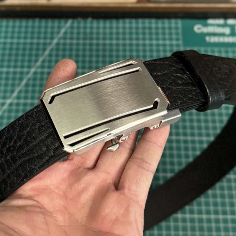 纯手工皮带男式真牛皮皮带不锈钢无牙自动扣头层牛皮腰带商务裤带