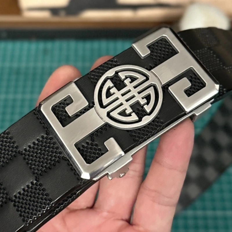 内穿无牙自动扣皮带男士头层牛皮腰带真牛皮皮带不锈钢商务裤带男