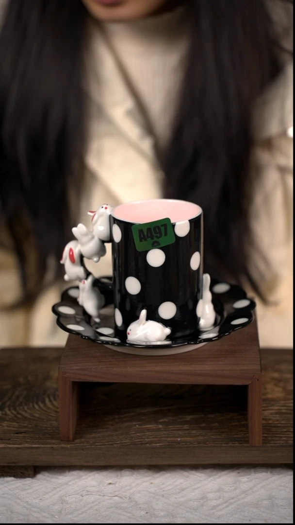 【闪购商品】陶瓷杯兔子咖啡杯碟497