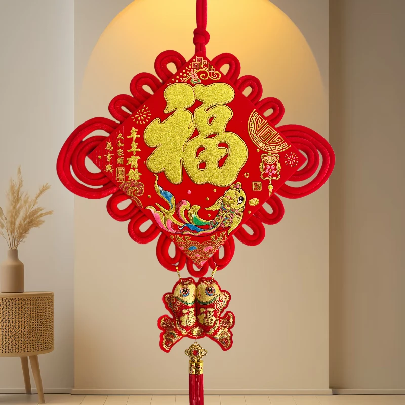 新款中国结客厅挂件电视背景墙装饰新房乔迁入户门玄关福字过年