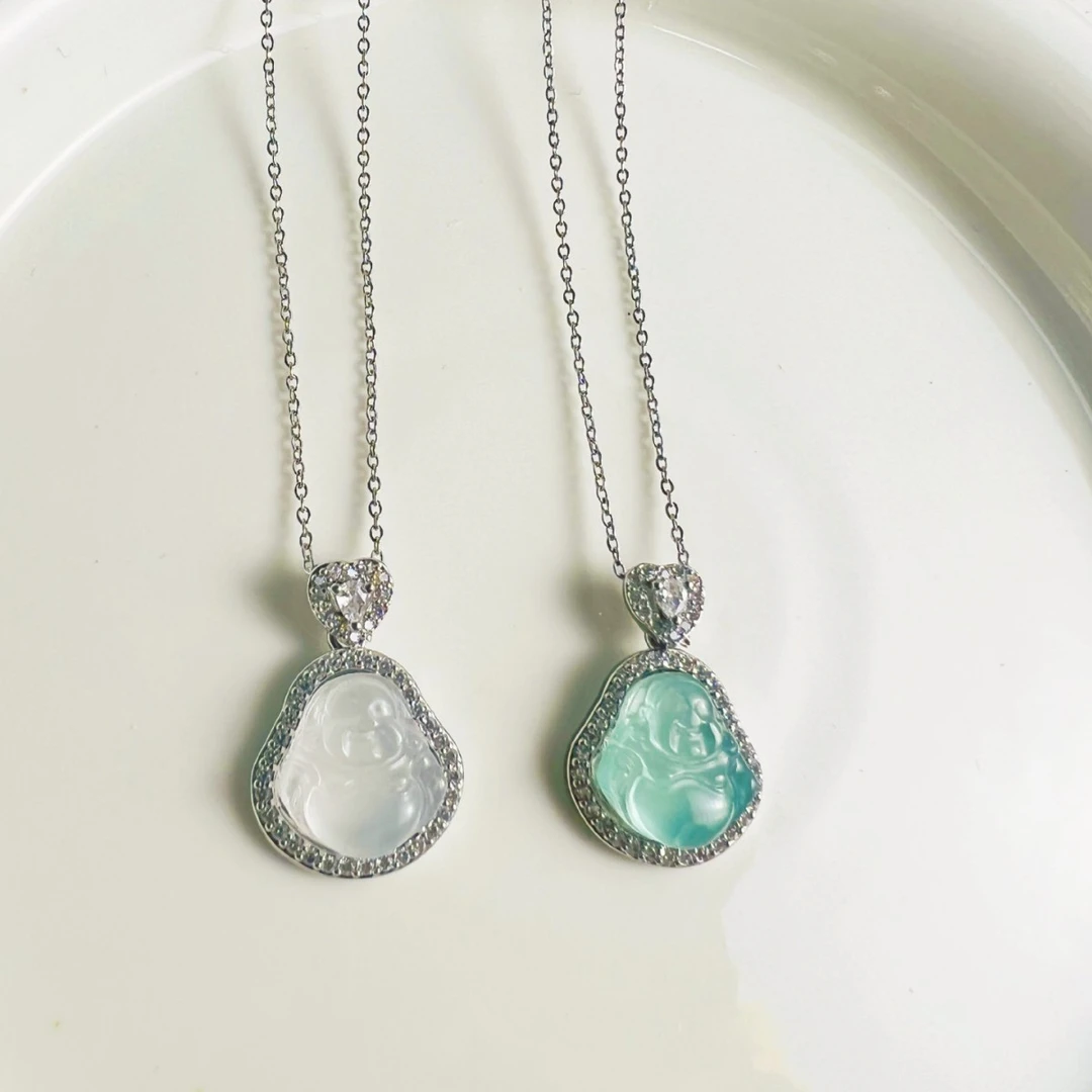 钛钢项链 佛公吊坠满钻项链女小众锁骨链吊坠百搭