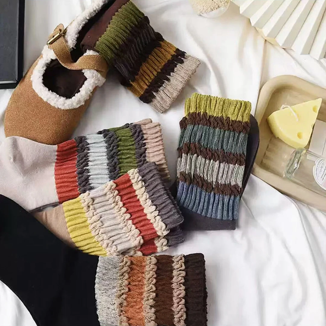 袜子女精梳棉四季款 ins韩版潮流慵懒复古风 中筒不勒腿松口5双