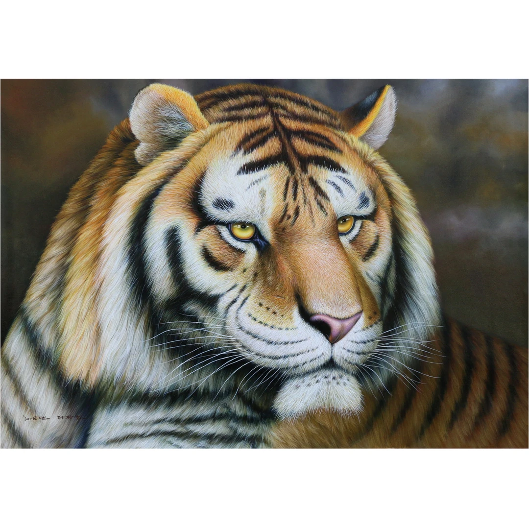 李光浩《虎》朝鲜画写实动物画客厅画