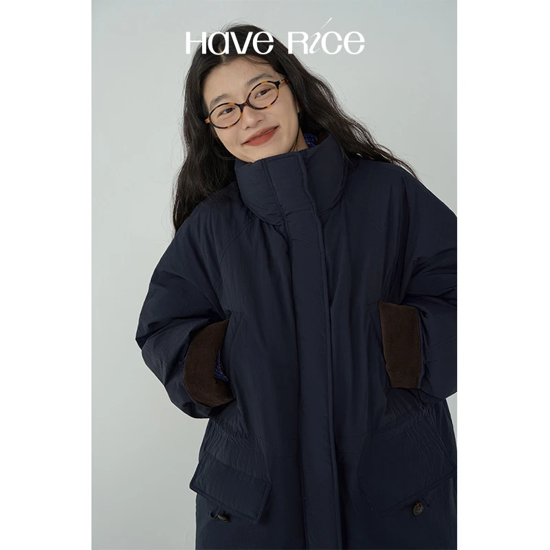 【拼接撞色羽绒服】温暖壁炉 90白鸭绒宽松复古拼灯芯绒羽绒服外套