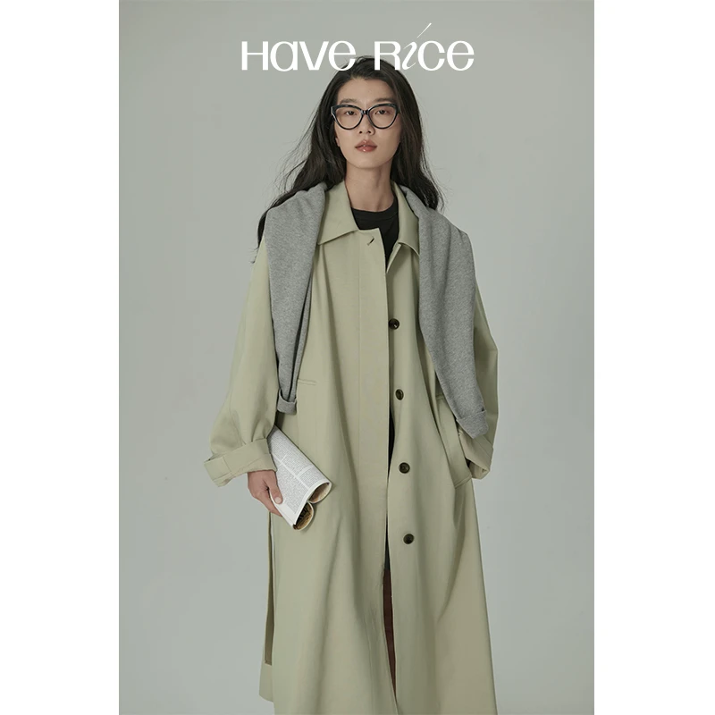 【经典小翻领风衣】 高级气质通勤经典微廓形小翻领风衣