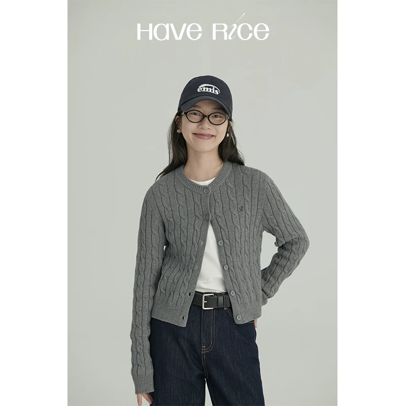 【学院麻花开衫】HAVERICE饭馆 秋日女友开衫2.0 经典学院麻花开衫