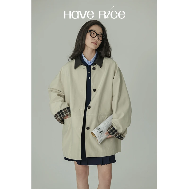 【撞色复古风衣】 HAVERICE自带酷飒感 经典撞色莱赛尔棉棉风衣外套