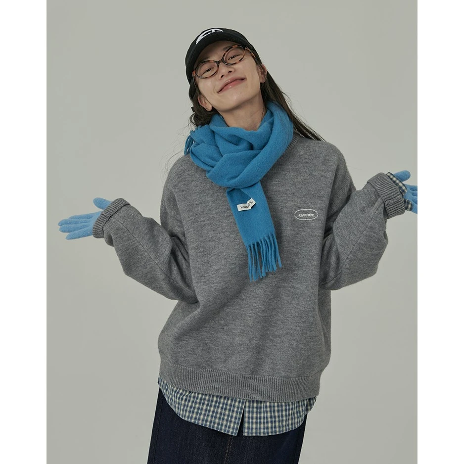 【撞色百搭毛衣】冬日温暖 秋冬撞色慵懒圣诞圆领百搭针织上衣