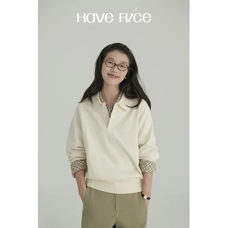 【复古学院POLO衫】高分减龄 韩系百搭经典复古学院长袖polo衫