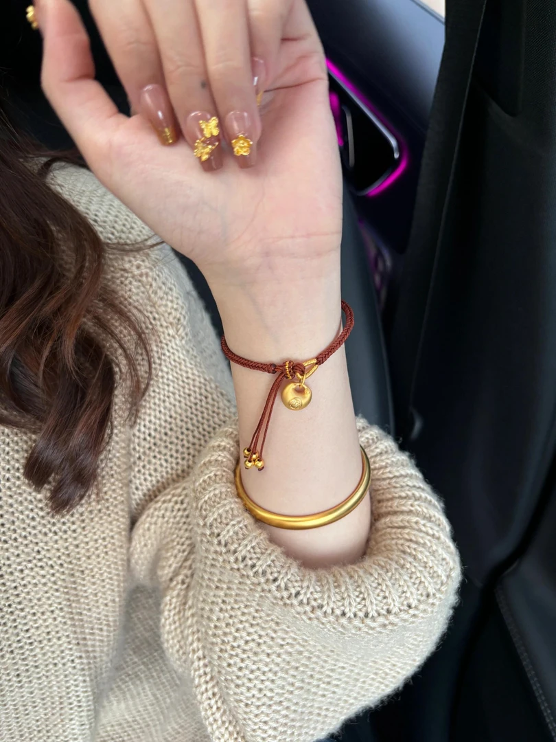 铜合金布艺手链 C2060手工编织小胖福复古小红绳手链显白神器手绳